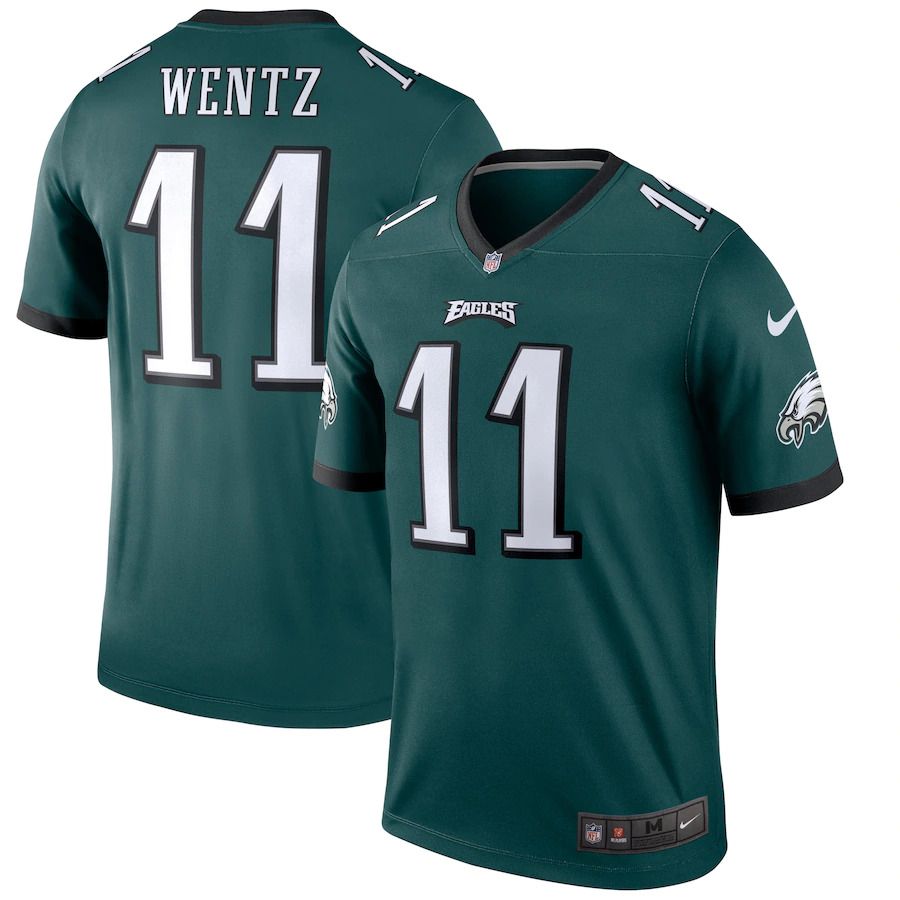 Men Philadelphia Eagles 11 Carson Wentz Nike Green Legend NFL Jersey